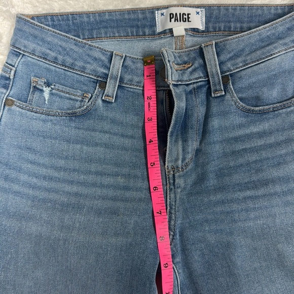 Paige Kylie Straight Leg Crop Jeans Raw Hem Distressed Clare Destructed Sz 26 - Picture 14 of 16